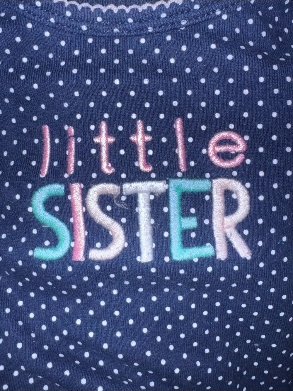 Simple Joys by Carter's size 24M blue polka dot LITTLE SISTER Bodysuit pants set